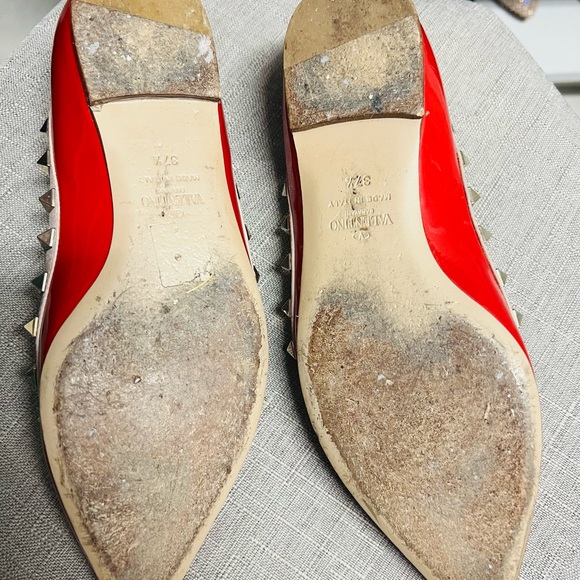 Valentino Garavani Red Rockstud Flats- Sz 37.5 - Picture 7 of 10